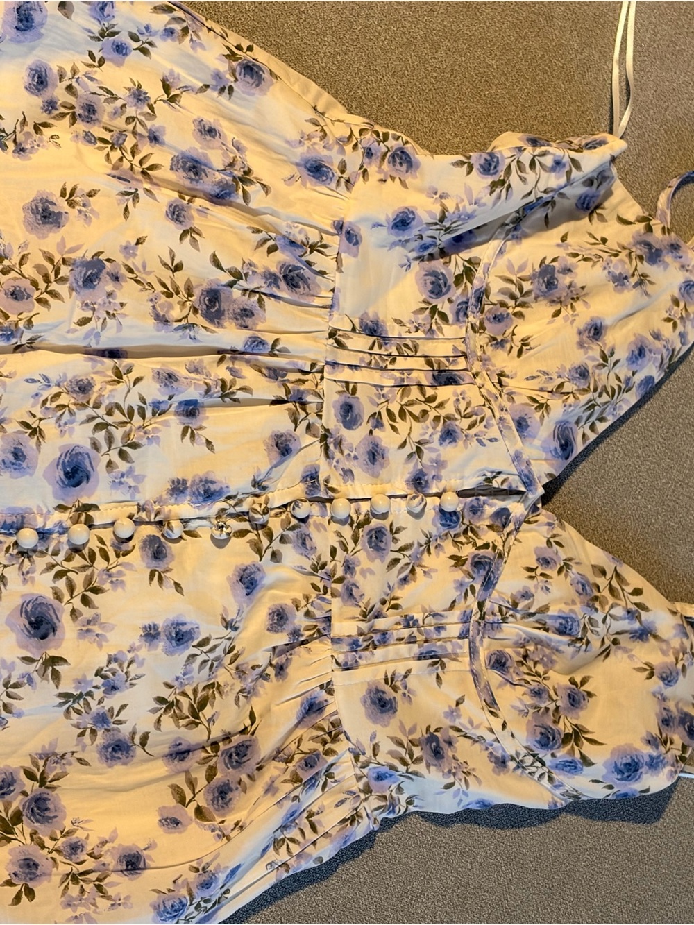 Dress Forum Floral Spaghetti-Strap Maxi Dress in Cream and Blue - Picture 4 of 7